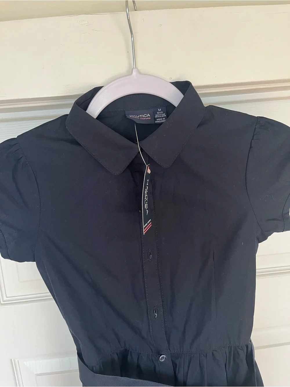 Navy blue Nautica Girl’s Short-Sleeve Shirt Dress with Belt
